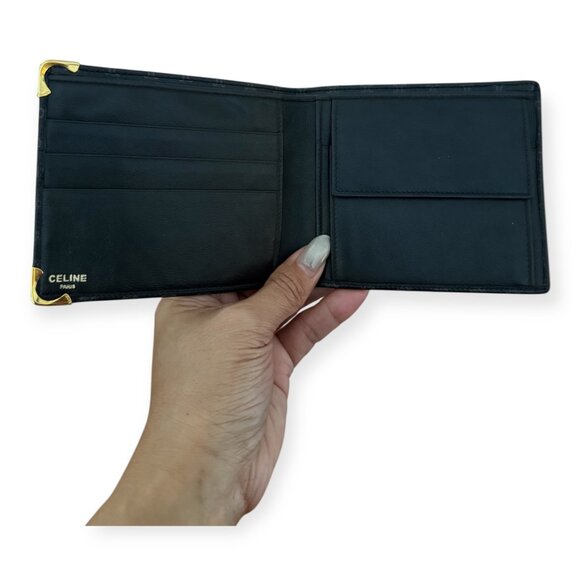 Vintage CELINE Navy Triomphe Leather Bifold Wallet | Box & Dust Bag - Picture 6 of 7